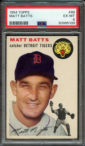 1954 TOPPS 88 MATT BATTS PSA EX-MT 6