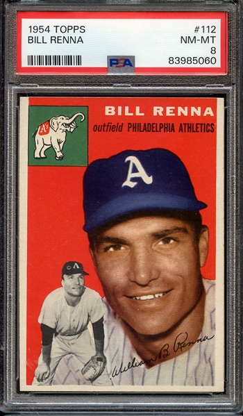 1954 TOPPS 112 BILL RENNA PSA NM-MT 8