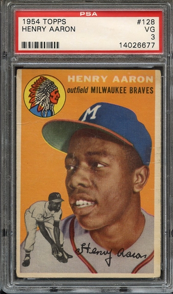 1954 TOPPS 128 HENRY AARON PSA VG 3