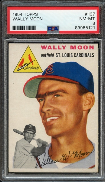 1954 TOPPS 137 WALLY MOON PSA NM-MT 8