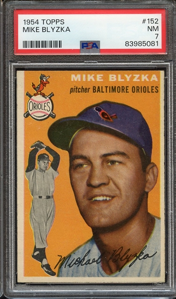 1954 TOPPS 152 MIKE BLYZKA PSA NM 7