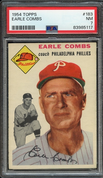 1954 TOPPS 183 EARLE COMBS PSA NM 7