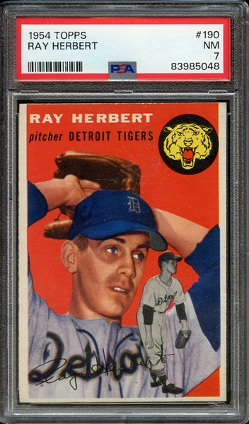 1954 TOPPS 190 RAY HERBERT PSA NM 7