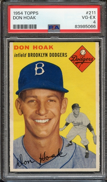 1954 TOPPS 211 DON HOAK PSA VG-EX 4