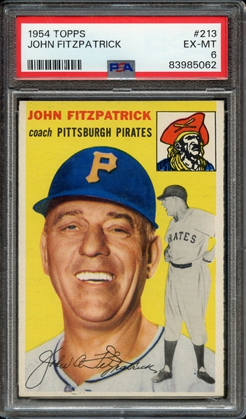 1954 TOPPS 213 JOHN FITZPATRICK PSA EX-MT 6