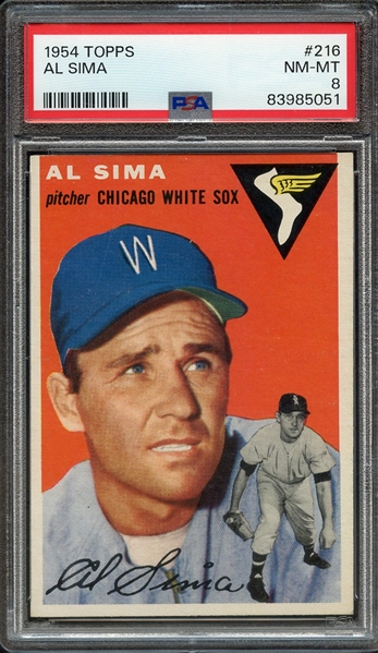 1954 TOPPS 216 AL SIMA PSA NM-MT 8