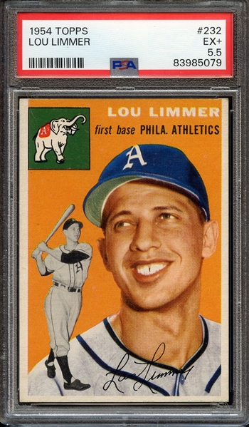 1954 TOPPS 232 LOU LIMMER PSA EX+ 5.5