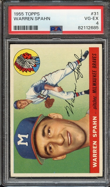 1955 TOPPS 31 WARREN SPAHN PSA VG-EX 4