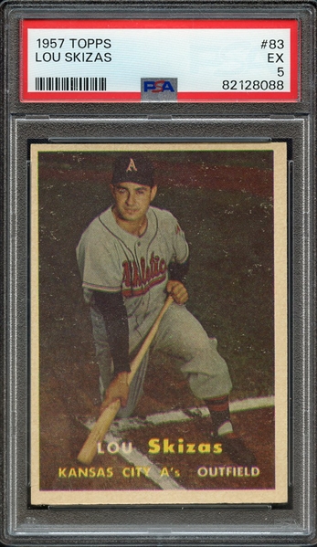 1957 TOPPS 83 LOU SKIZAS PSA EX 5