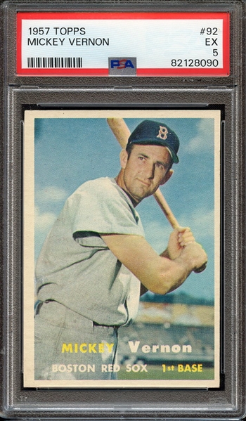 1957 TOPPS 92 MICKEY VERNON PSA EX 5