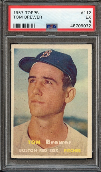 1957 TOPPS 112 TOM BREWER PSA EX 5