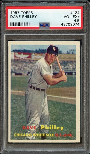 1957 TOPPS 124 DAVE PHILLEY PSA VG-EX+ 4.5