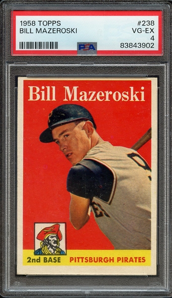 1958 TOPPS 238 BILL MAZEROSKI PSA VG-EX 4