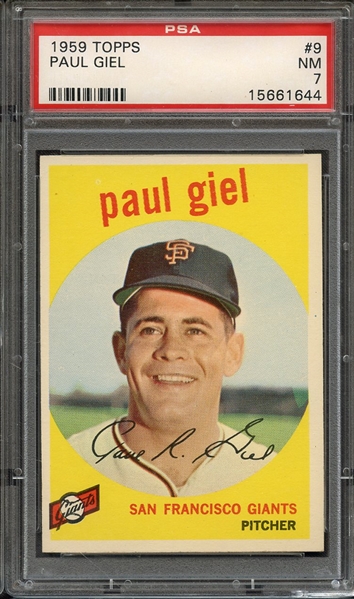 1959 TOPPS 9 PAUL GIEL PSA NM 7