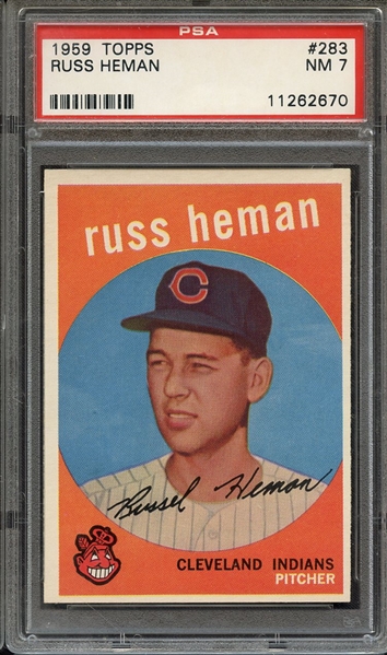 1959 TOPPS 283 RUSS HEMAN PSA NM 7