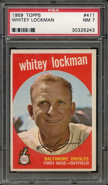 1959 TOPPS 411 WHITEY LOCKMAN PSA NM 7