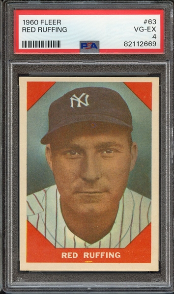 1960 FLEER 63 RED RUFFING PSA VG-EX 4