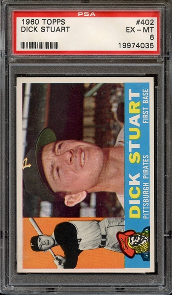 1960 TOPPS 402 DICK STUART PSA EX-MT 6