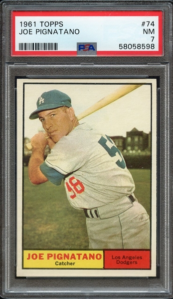 1961 TOPPS 74 JOE PIGNATANO PSA NM 7