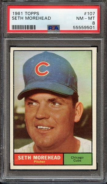 1961 TOPPS 107 SETH MOREHEAD PSA NM-MT 8