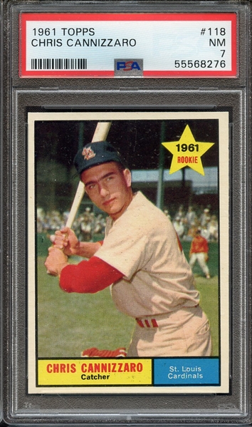 1961 TOPPS 118 CHRIS CANNIZZARO PSA NM 7