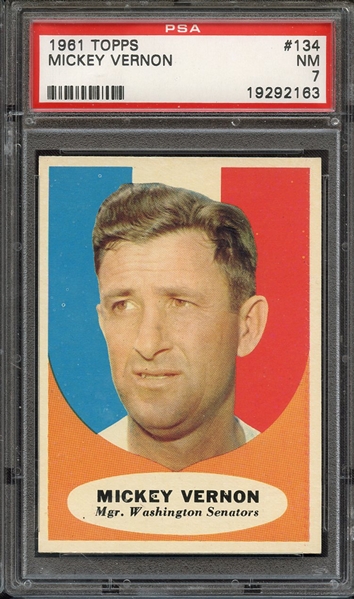 1961 TOPPS 134 MICKEY VERNON PSA NM 7