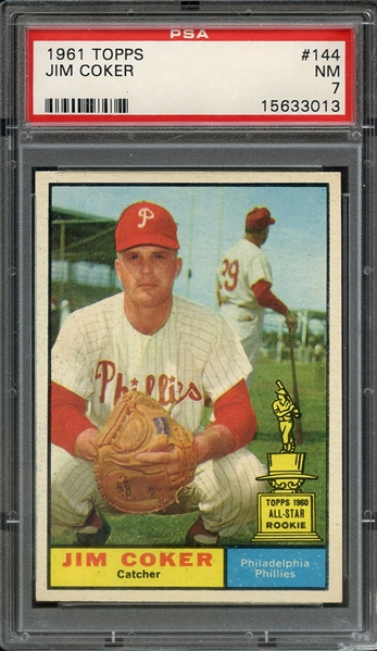 1961 TOPPS 144 JIM COKER PSA NM 7