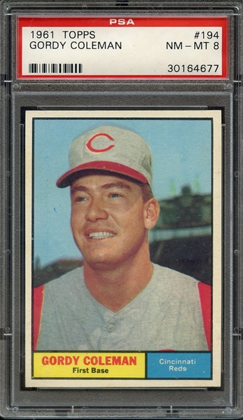 1961 TOPPS 194 GORDY COLEMAN PSA NM-MT 8