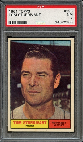 1961 TOPPS 293 TOM STURDIVANT PSA NM 7