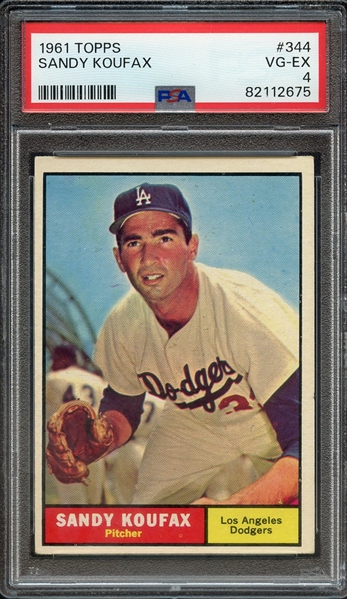 1961 TOPPS 344 SANDY KOUFAX PSA VG-EX 4