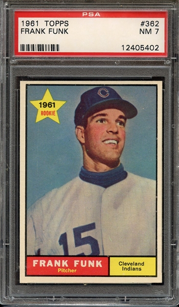 1961 TOPPS 362 FRANK FUNK PSA NM 7