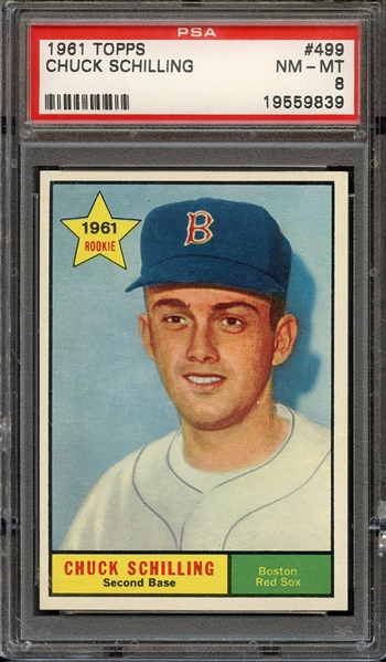 1961 TOPPS 499 CHUCK SCHILLING PSA NM-MT 8