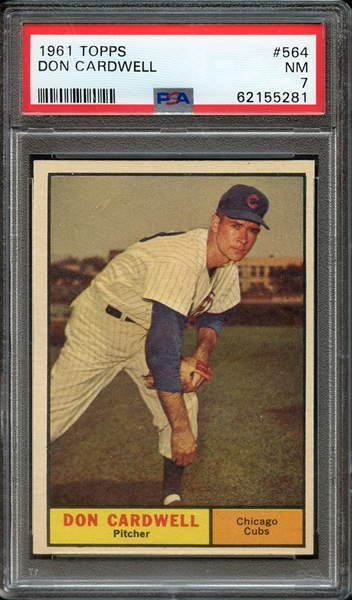 1961 TOPPS 564 DON CARDWELL PSA NM 7