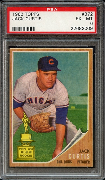 1962 TOPPS 372 JACK CURTIS PSA EX-MT 6