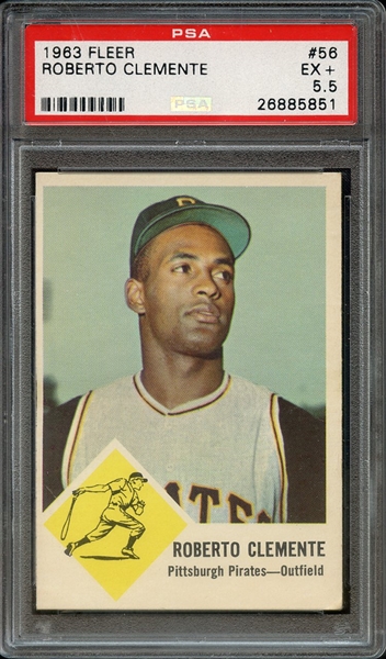 1963 FLEER 56 ROBERTO CLEMENTE PSA EX+ 5.5