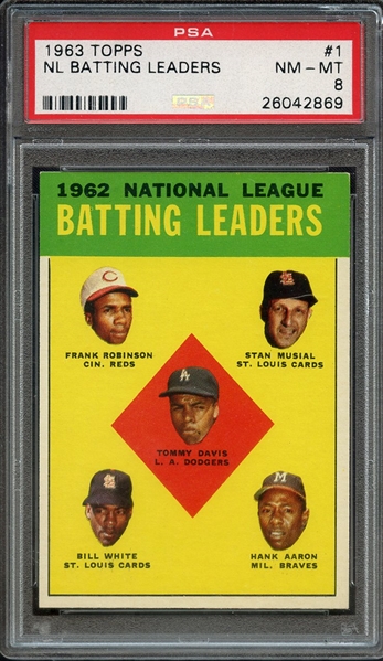 1963 TOPPS 1 NL BATTING LEADERS PSA NM-MT 8