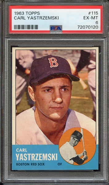 1963 TOPPS 115 CARL YASTRZEMSKI PSA EX-MT 6