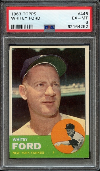 1963 TOPPS 446 WHITEY FORD PSA EX-MT 6