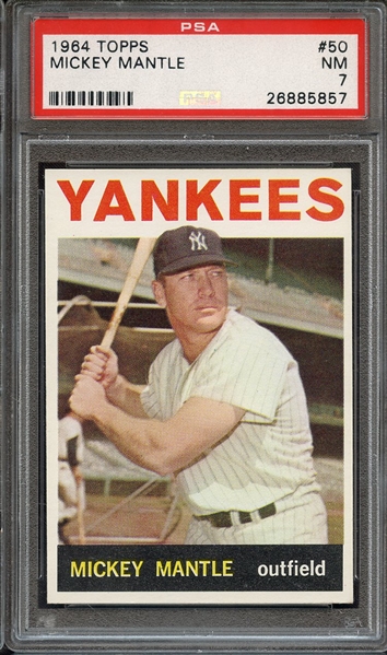 1964 TOPPS 50 MICKEY MANTLE PSA NM 7