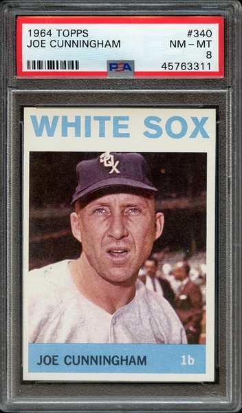 1964 TOPPS 340 JOE CUNNINGHAM PSA NM-MT 8