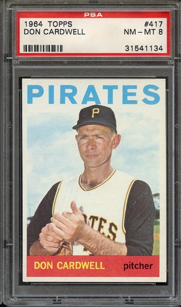 1964 TOPPS 417 DON CARDWELL PSA NM-MT 8