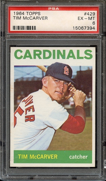 1964 TOPPS 429 TIM McCARVER PSA EX-MT 6