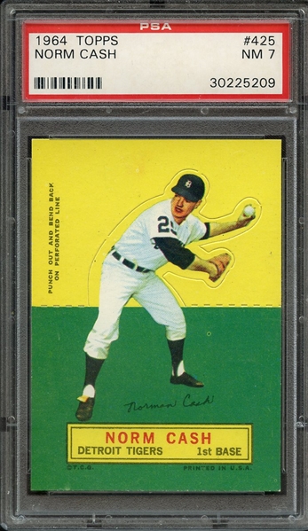 1964 TOPPS STAND UP NORM CASH PSA NM 7