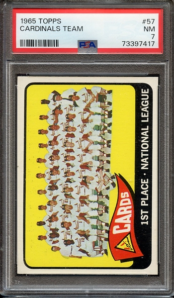 1965 TOPPS 57 CARDINALS TEAM PSA NM 7