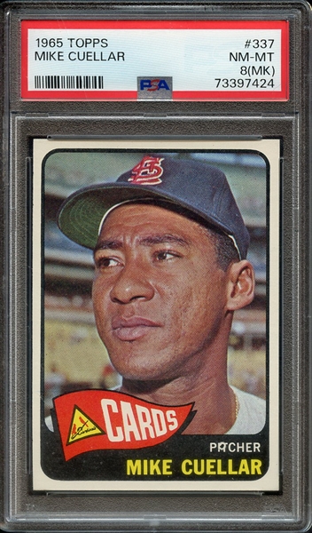 1965 TOPPS 337 MIKE CUELLAR PSA NM-MT 8 (MK)