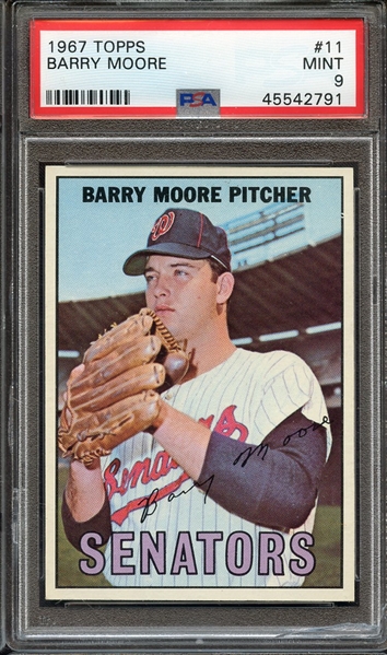 1967 TOPPS 11 BARRY MOORE PSA MINT 9