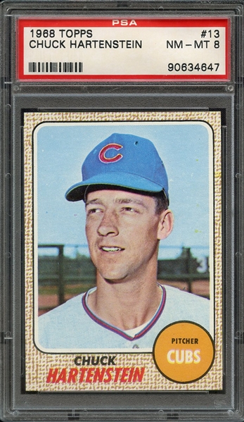 1968 TOPPS 13 CHUCK HARTENSTEIN PSA NM-MT 8