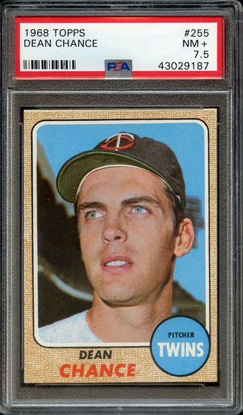 1968 TOPPS 255 DEAN CHANCE PSA NM+ 7.5