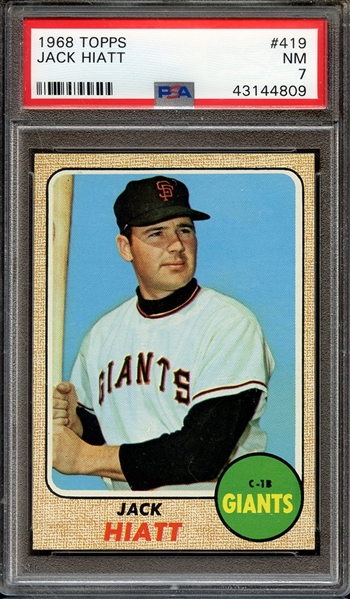 1968 TOPPS 419 JACK HIATT PSA NM 7