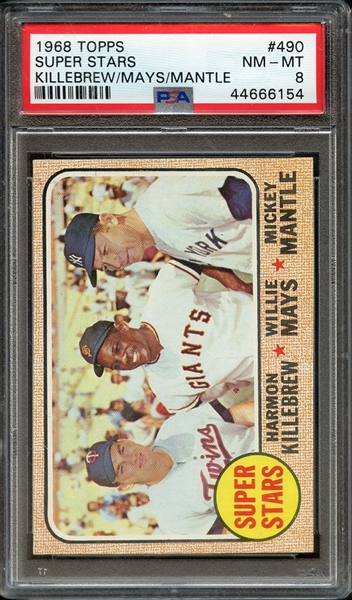 1968 TOPPS 490 SUPER STARS KILLEBREW/MAYS/MANTLE PSA NM-MT 8